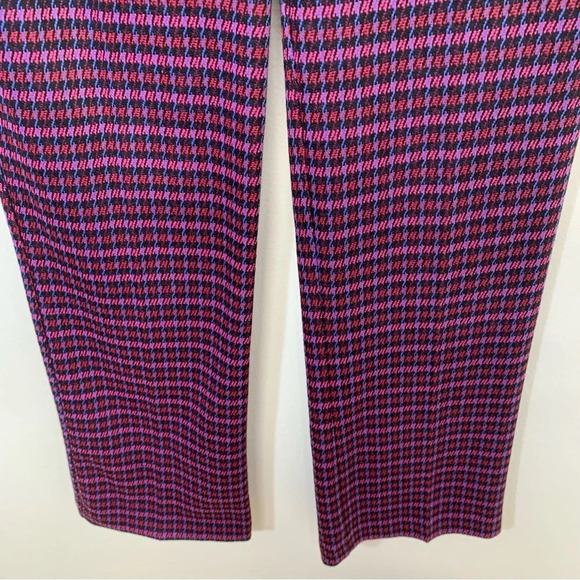 ECRU Plaid Pants Woman XS Purple Houndstooth Pockets Crop Preppy Casual NEW - Picture 3 of 12